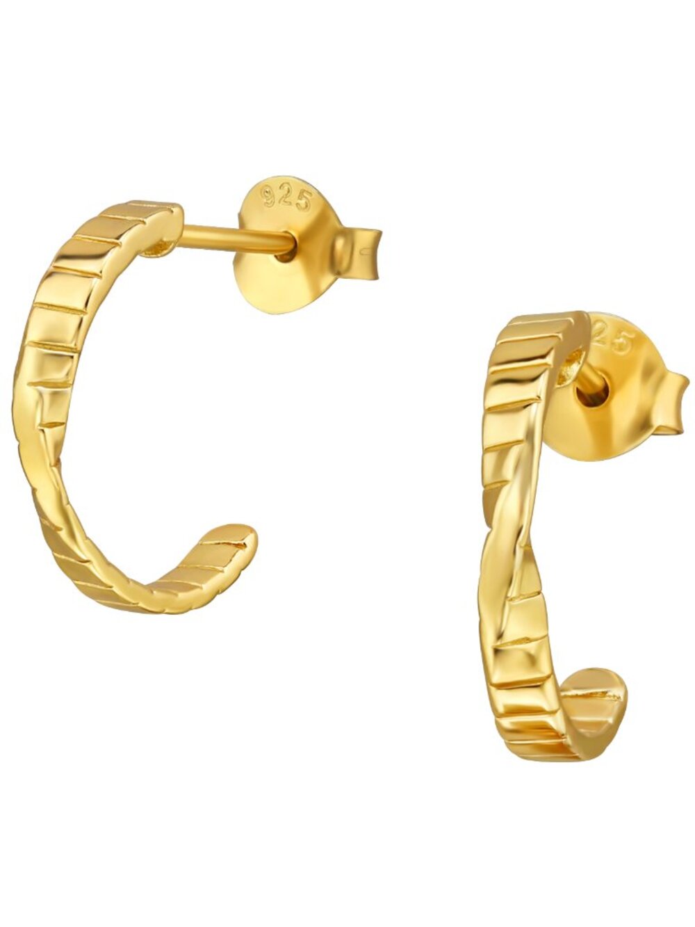 14K Gold Vermeil Twisted Half Hoops